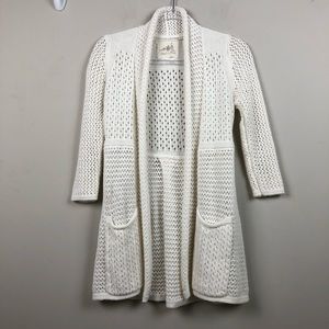 Anthropologie Matinee Waffle Ivory Knit Cardigan